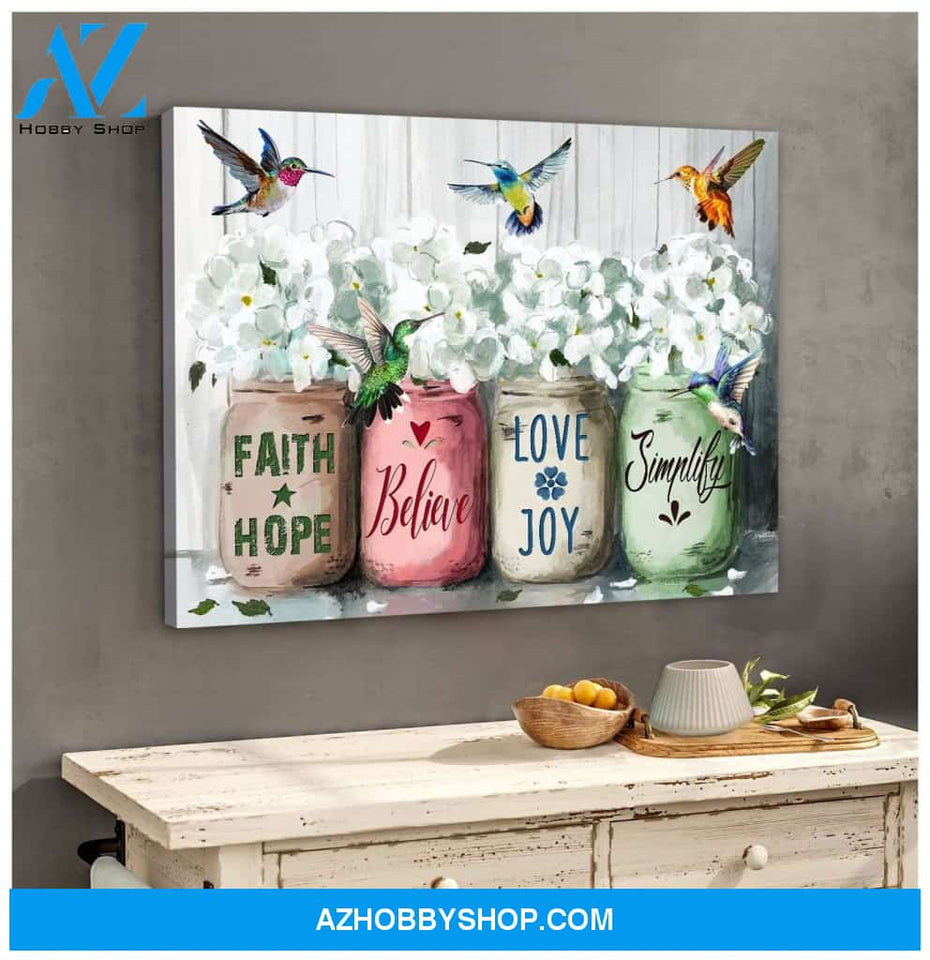 Faith Hummingbird Wall Art Canvas, Wall Decor Visual Art
