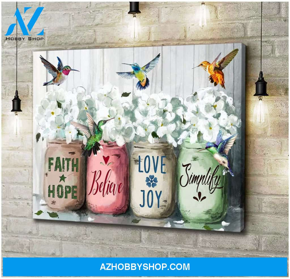 Faith Hummingbird Wall Art Canvas, Wall Decor Visual Art