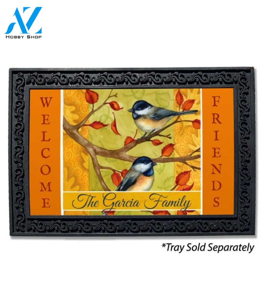 Fall Chickadees Personalized Doormat - 18" x 30"