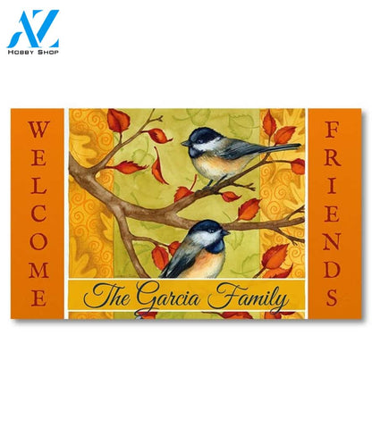 Fall Chickadees Personalized Doormat - 18" x 30"