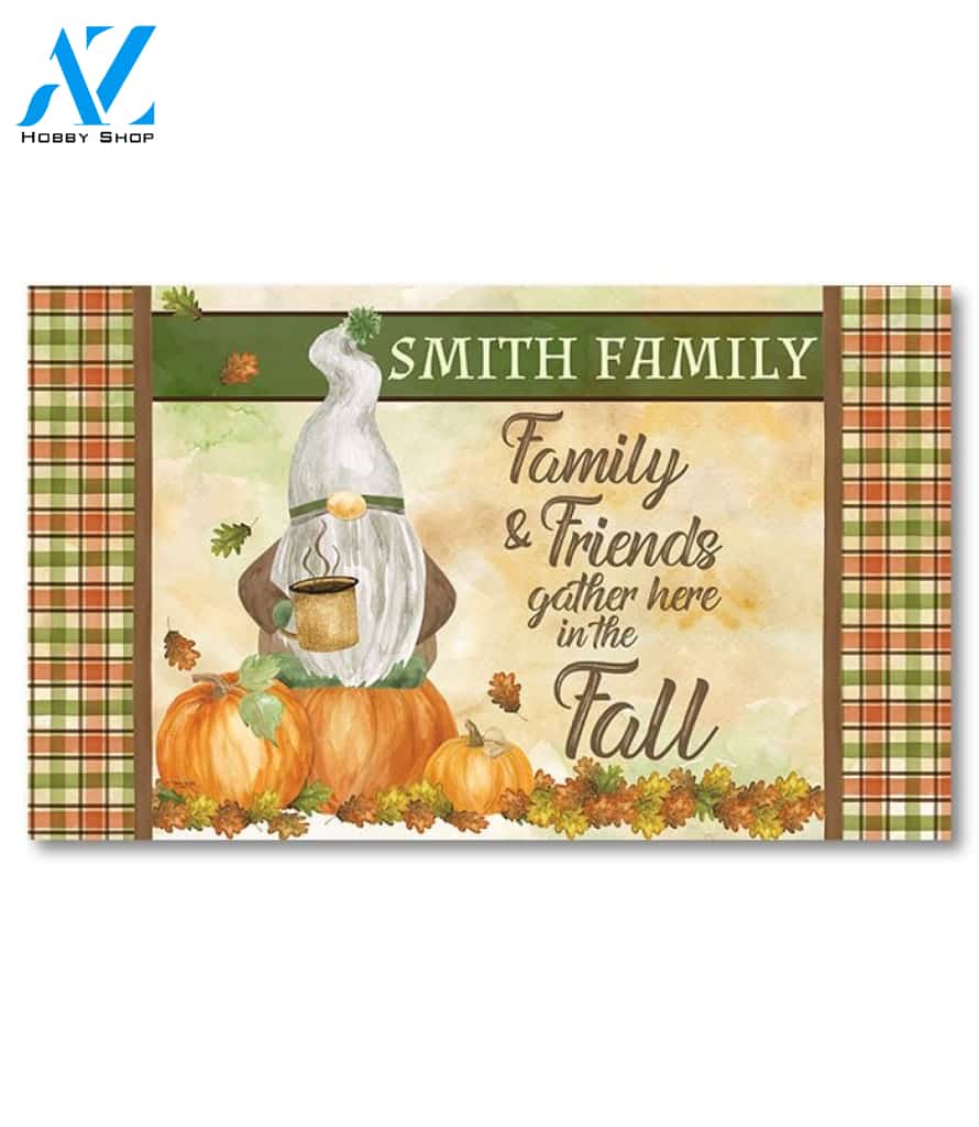Fall Gnome Family & Friends Personalized Doormat - 18" x 30"