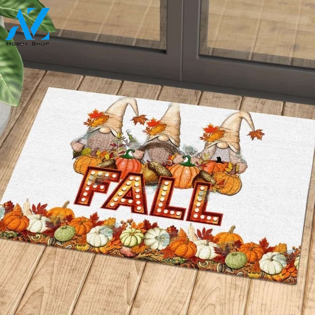 Fall Gnome Pumpkin Doormat, Halloween Gnome Pumpkin Indoor And Outdoor Doormat Warm House Gift Welcome Mat Gift For Funny Halloween
