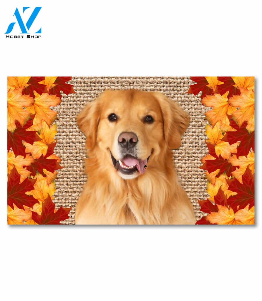 Fall Leaves Golden Retriever Doormat - 18" x 30"