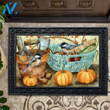 Fall Pumpkin Chickadees Doormat - 18" x 30"