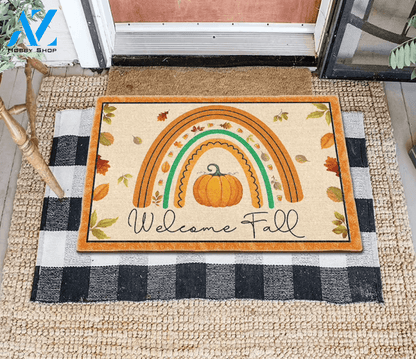 Fall Rainbow Doormat, Welcome Fall Doormat, Fall Doormat, Pumpkin Doormat, Thanksgiving Doormat, Gift For Friend Family