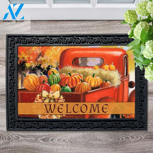 Fall Red Truck Doormat - 18" x 30"