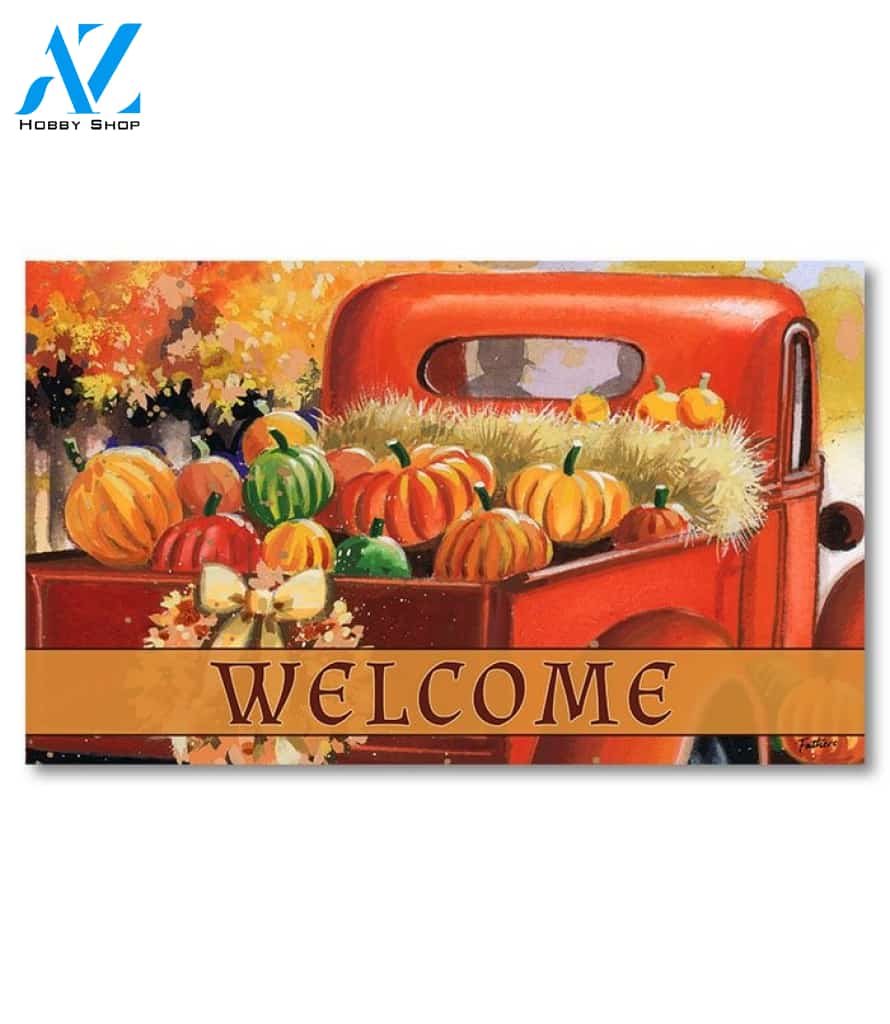 Fall Red Truck Doormat - 18" x 30"