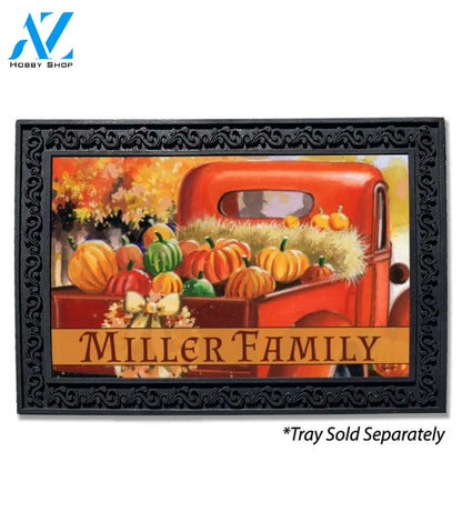 Fall Red Truck Personalized Doormat - 18" x 30"