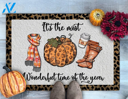 Fall The Most Wondeful Time Of The Year, Fall Doormat, Thanksgiving Doormat Gift For Friend Family Decor Warm House Gift Welcome Mat