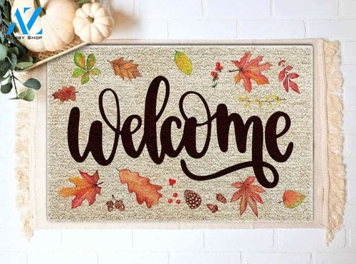 Fall Welcome Fall Leaves Thanksgiving Funny Doormat Gift For Friend Family Home Decor Warm House Gift Welcome Mat Halloween Decor
