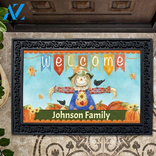 Fall Welcome Scarecrow Personalized Doormat - 18" x 30"