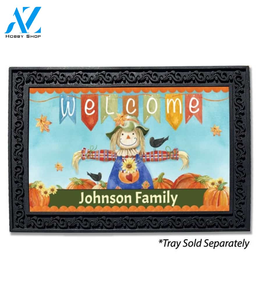 Fall Welcome Scarecrow Personalized Doormat - 18" x 30"