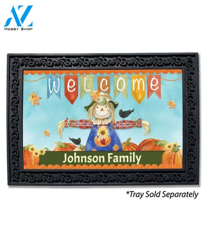 Fall Welcome Scarecrow Personalized Doormat - 18" x 30"