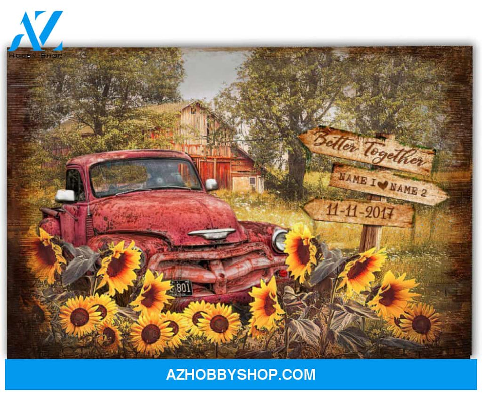 Famille Gift - Beautiful Summer Farmhouse and Pick up Truck - Farmer Customized Poster & Canvas