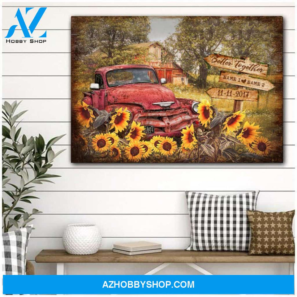 Famille Gift - Beautiful Summer Farmhouse and Pick up Truck - Farmer Customized Poster & Canvas