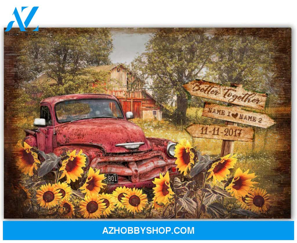 Famille Gift - Beautiful Summer Farmhouse and Pick up Truck - Farmer Customized Poster & Canvas