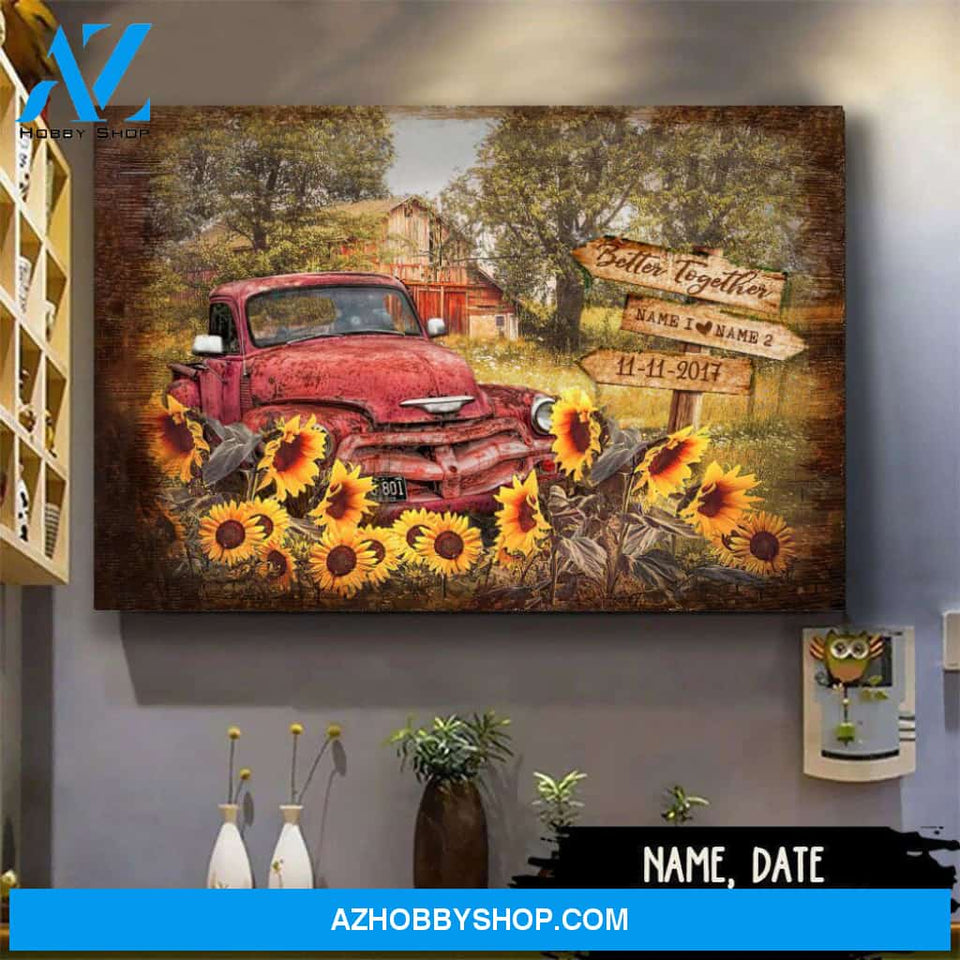 Famille Gift - Beautiful Summer Farmhouse and Pick up Truck - Farmer Customized Poster & Canvas