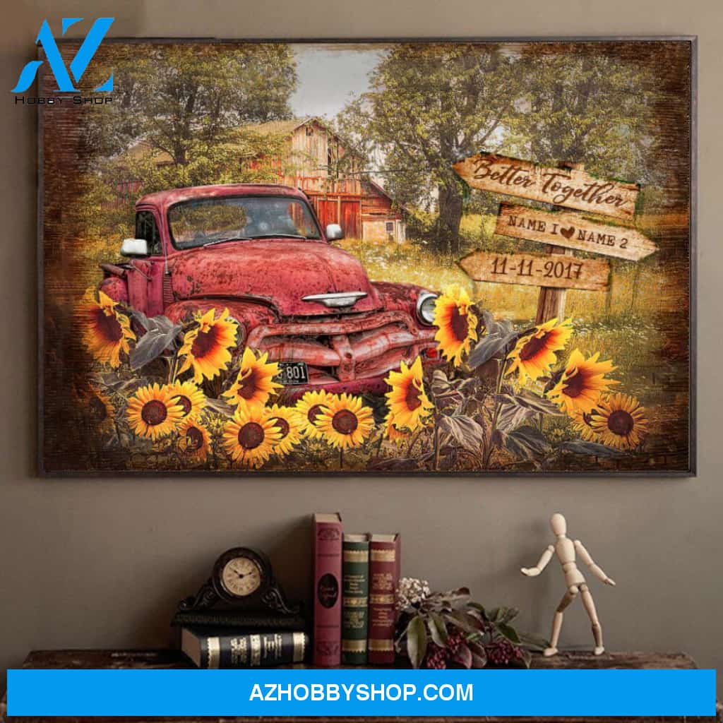 Famille Gift - Beautiful Summer Farmhouse and Pick up Truck - Farmer Customized Poster & Canvas