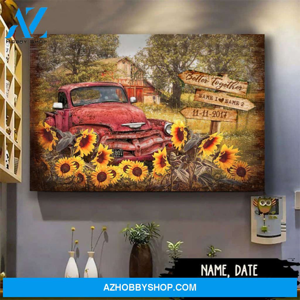 Famille Gift - Beautiful Summer Farmhouse and Pick up Truck - Farmer Customized Poster & Canvas