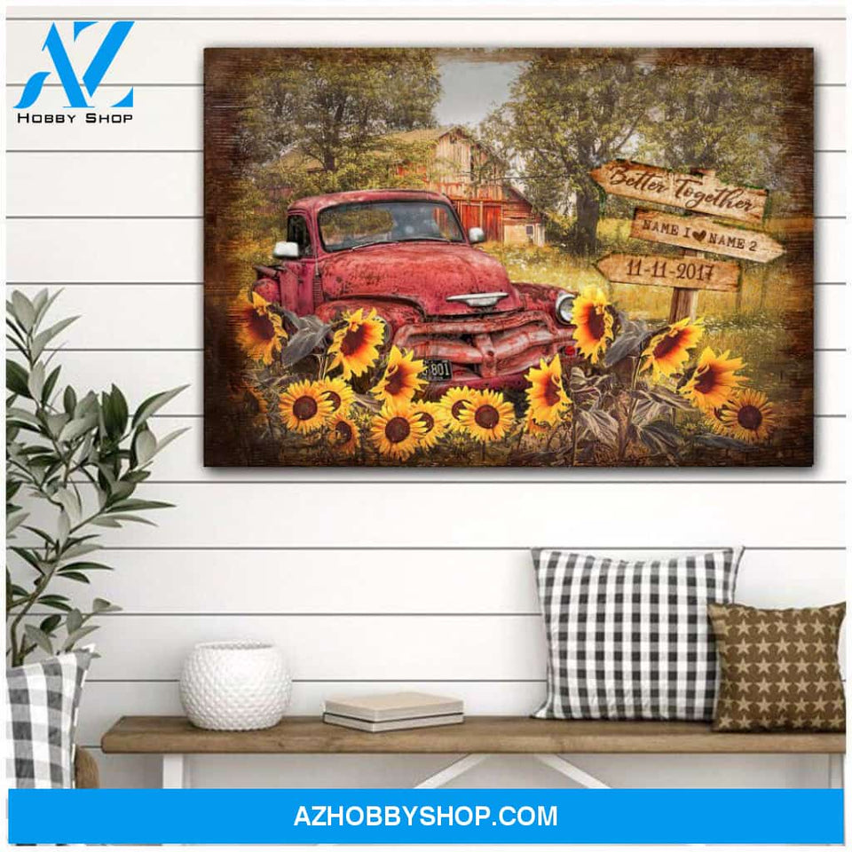 Famille Gift - Beautiful Summer Farmhouse and Pick up Truck - Farmer Customized Poster & Canvas