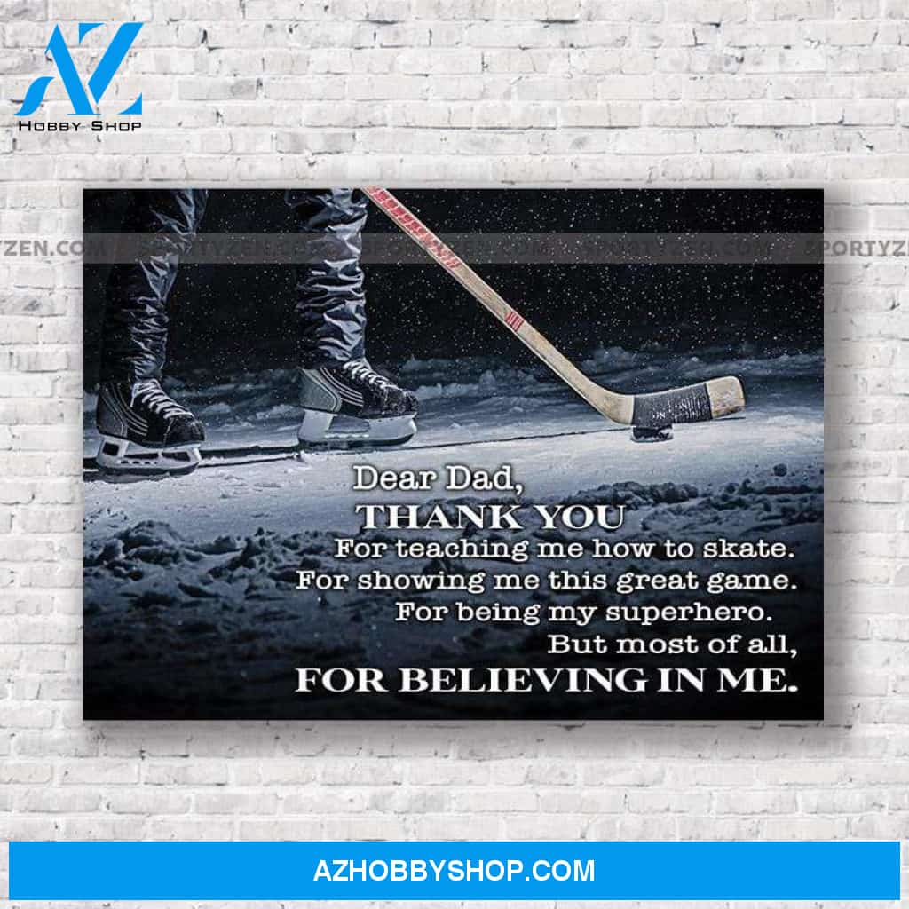 Famille Gift -Dear Dad Thank you for teaching me how to play Hockey Canvas Print
