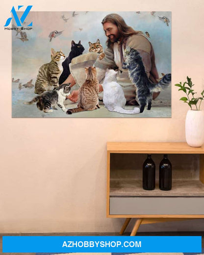 Famille Gift - God surrounded by Cats angels - Poster/Canvas