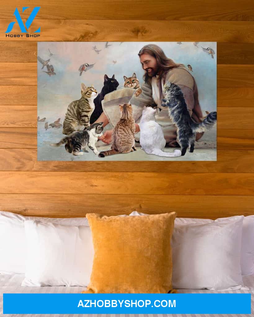 Famille Gift - God surrounded by Cats angels - Poster/Canvas