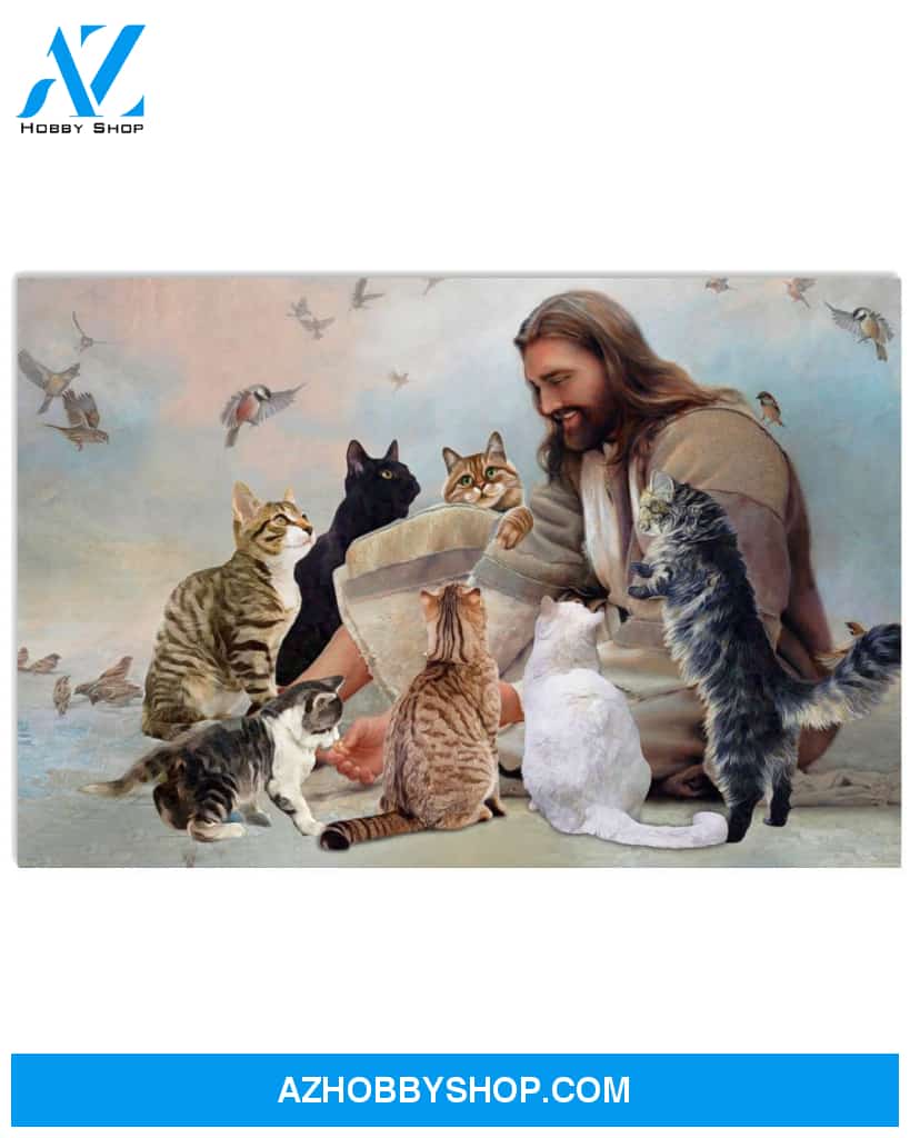 Famille Gift - God surrounded by Cats angels - Poster/Canvas