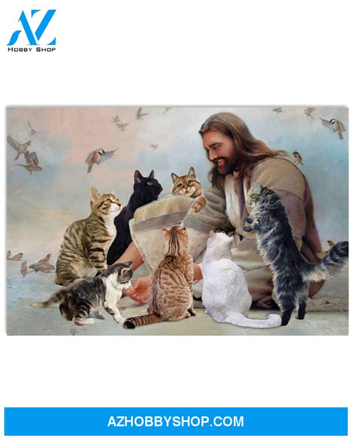 Famille Gift - God surrounded by Cats angels - Poster/Canvas