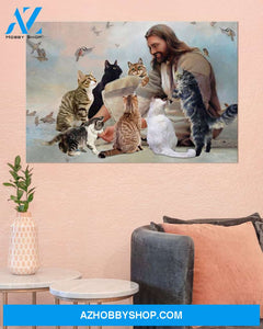 Famille Gift - God surrounded by Cats angels - Poster/Canvas