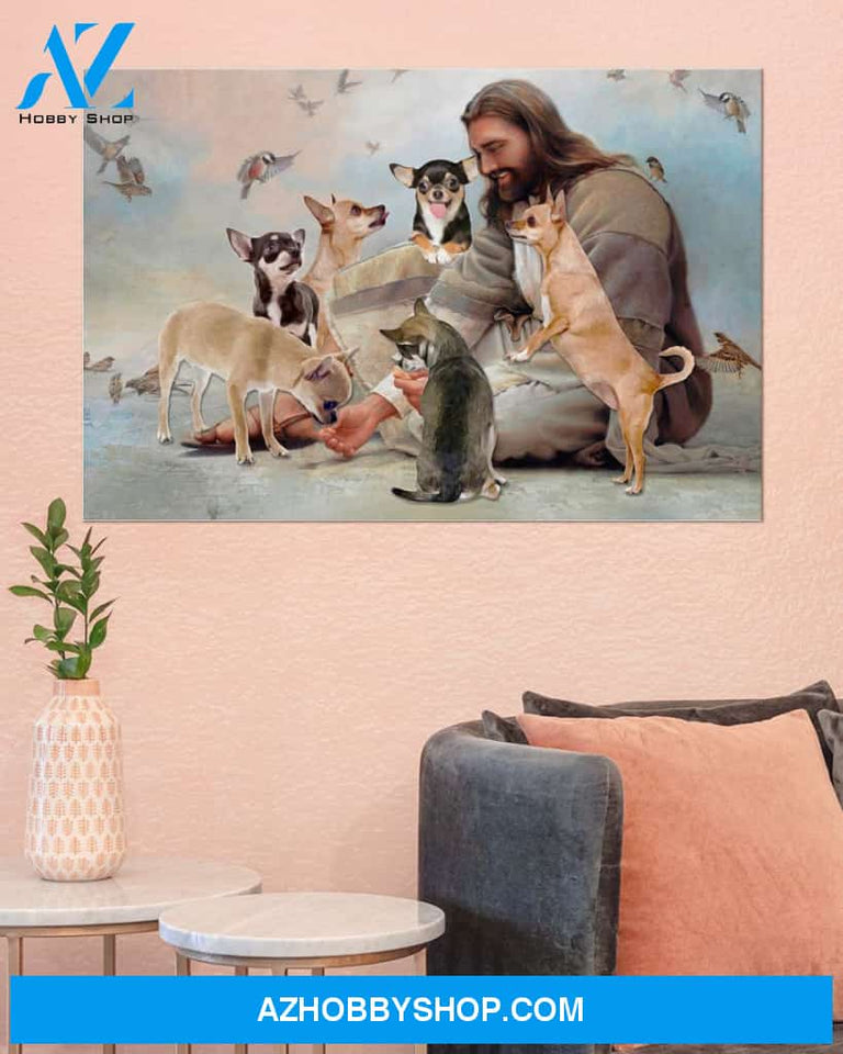Famille Gift - God surrounded by Chihuahua angels - Poster/Canvas
