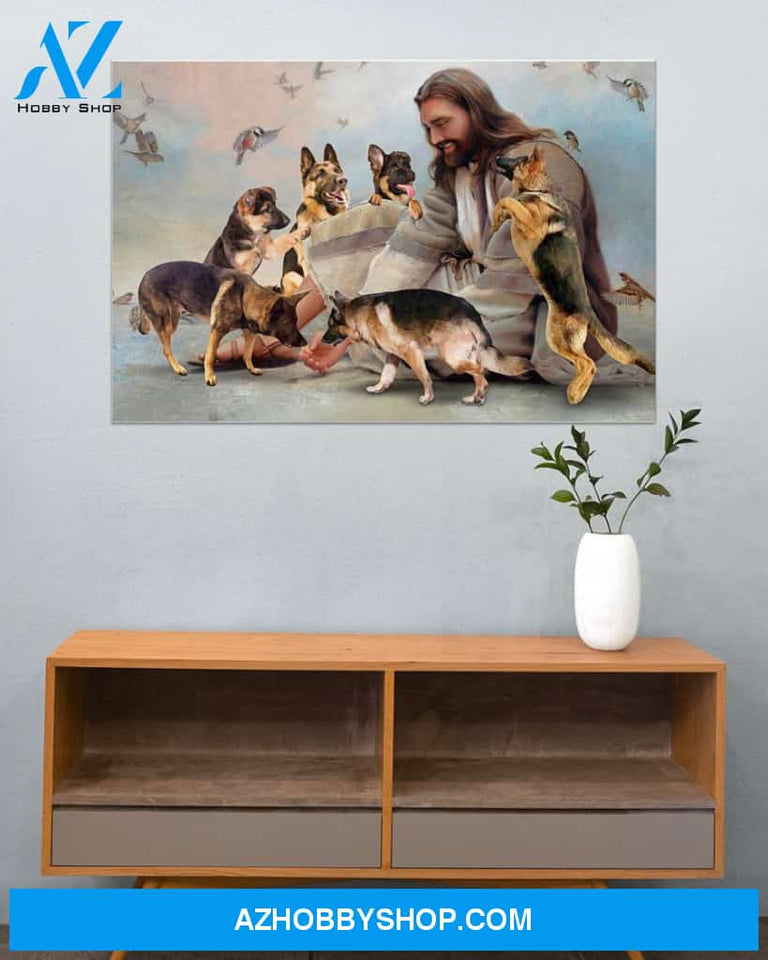 Famille Gift - God surrounded by German Shepherd angels - Poster/Canvas