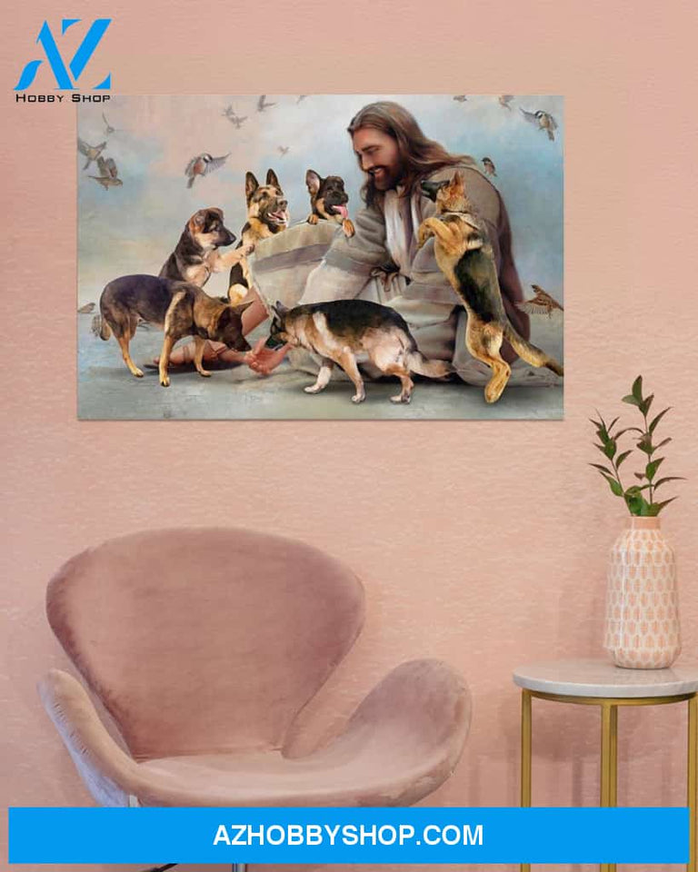 Famille Gift - God surrounded by German Shepherd angels - Poster/Canvas