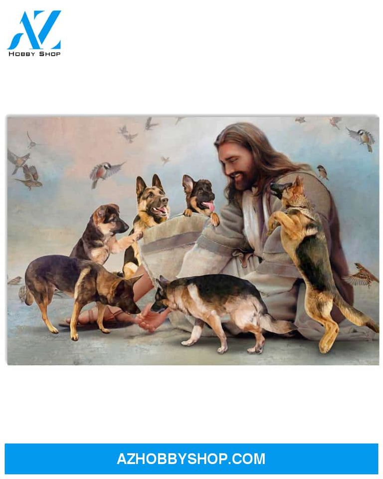 Famille Gift - God surrounded by German Shepherd angels - Poster/Canvas