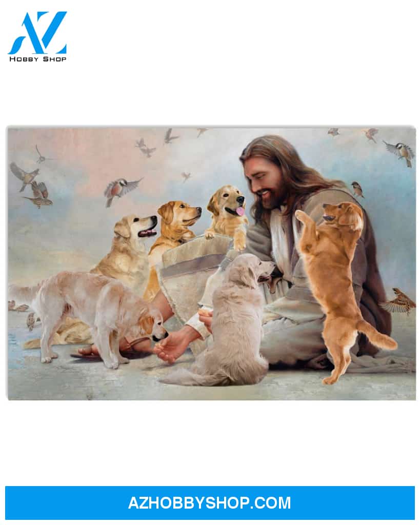 Famille Gift - God surrounded by Golden Retriever angels - Poster/Canvas