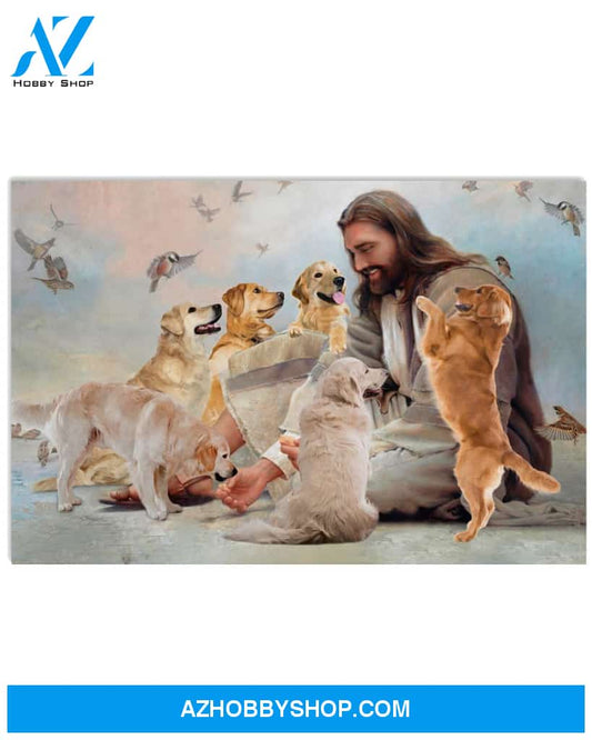 Famille Gift - God surrounded by Golden Retriever angels - Poster/Canvas