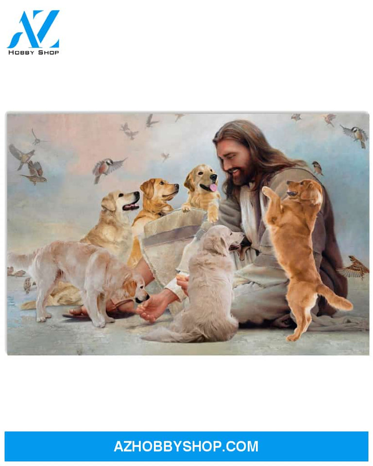 Famille Gift - God surrounded by Golden Retriever angels - Poster/Canvas