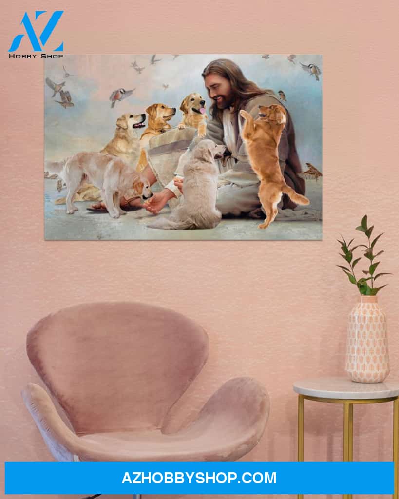Famille Gift - God surrounded by Golden Retriever angels - Poster/Canvas