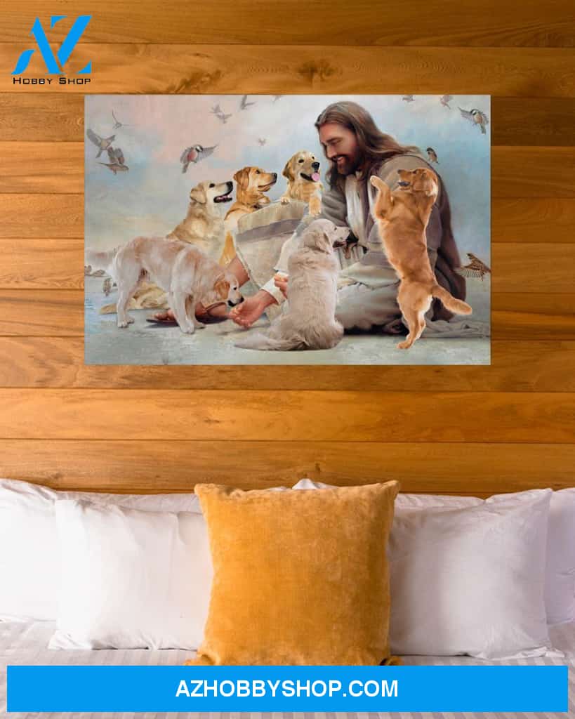 Famille Gift - God surrounded by Golden Retriever angels - Poster/Canvas