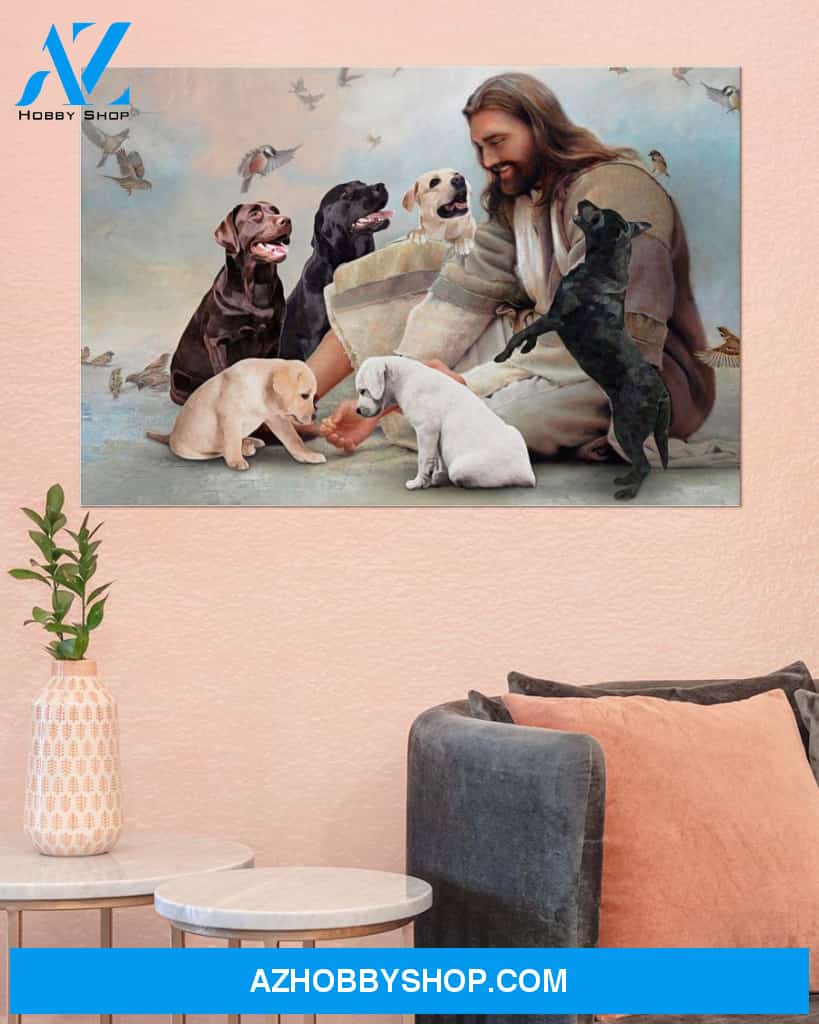 Famille Gift - God surrounded by Labrador angels - Poster/Canvas