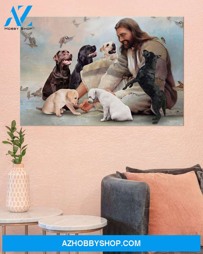 Famille Gift - God surrounded by Labrador angels - Poster/Canvas