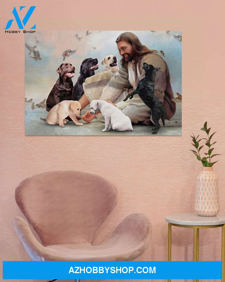 Famille Gift - God surrounded by Labrador angels - Poster/Canvas