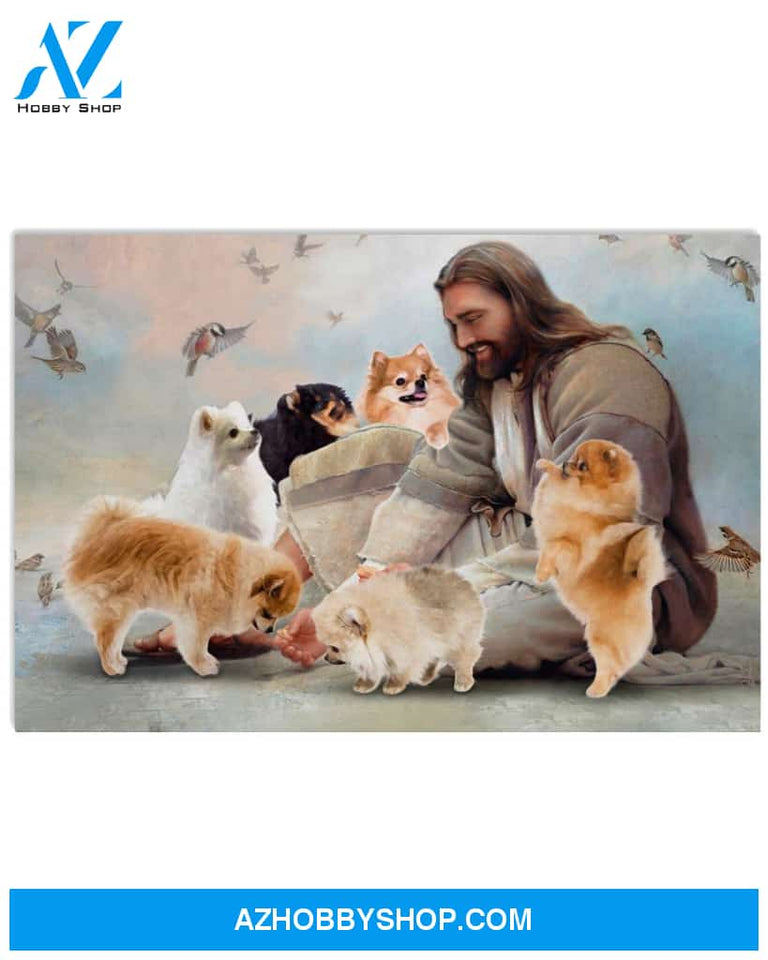 Famille Gift - God surrounded by Pomeranian angels - Poster/Canvas
