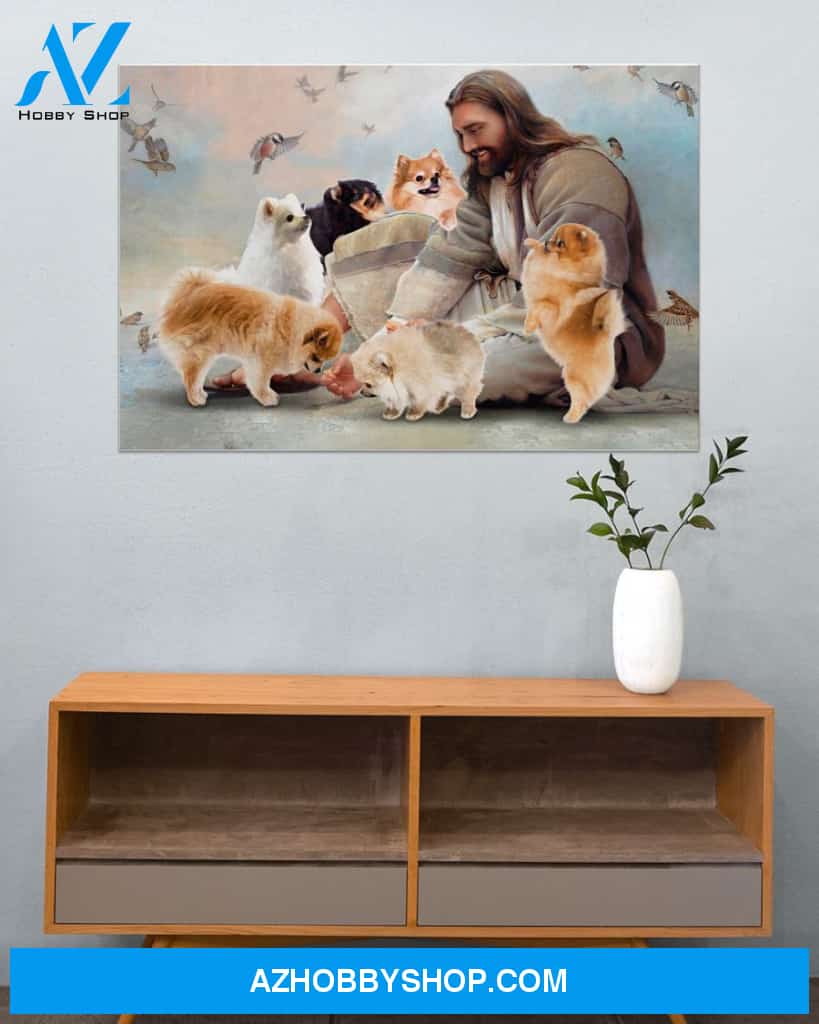 Famille Gift - God surrounded by Pomeranian angels - Poster/Canvas