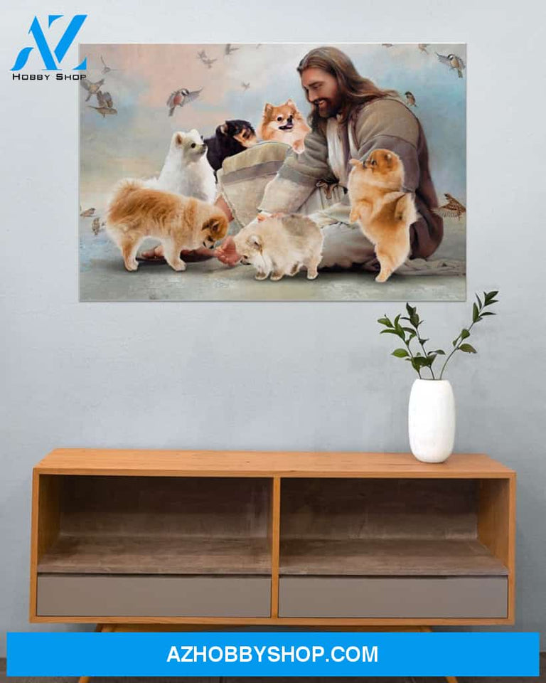 Famille Gift - God surrounded by Pomeranian angels - Poster/Canvas