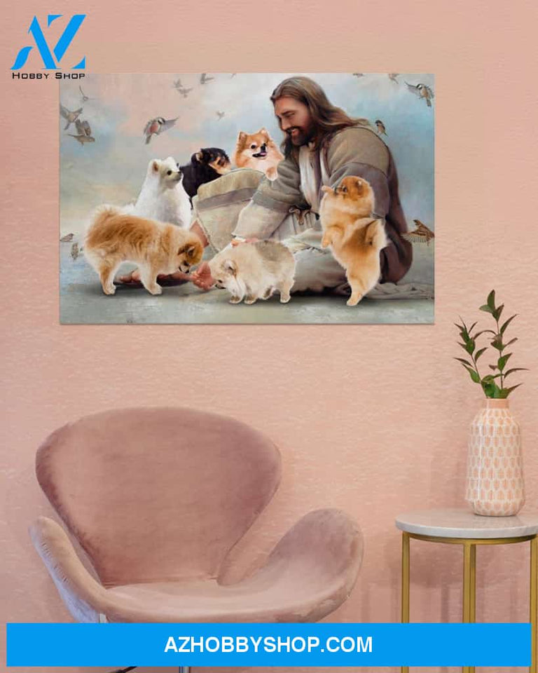 Famille Gift - God surrounded by Pomeranian angels - Poster/Canvas