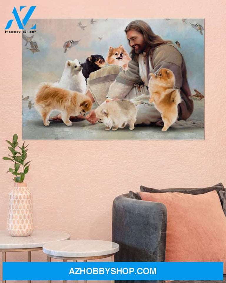 Famille Gift - God surrounded by Pomeranian angels - Poster/Canvas