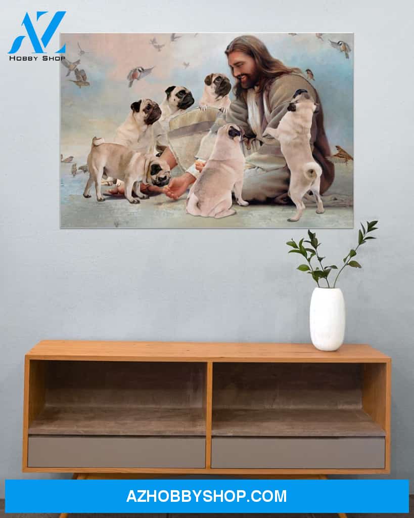 Famille Gift - God surrounded by Pug angels - Poster/Canvas