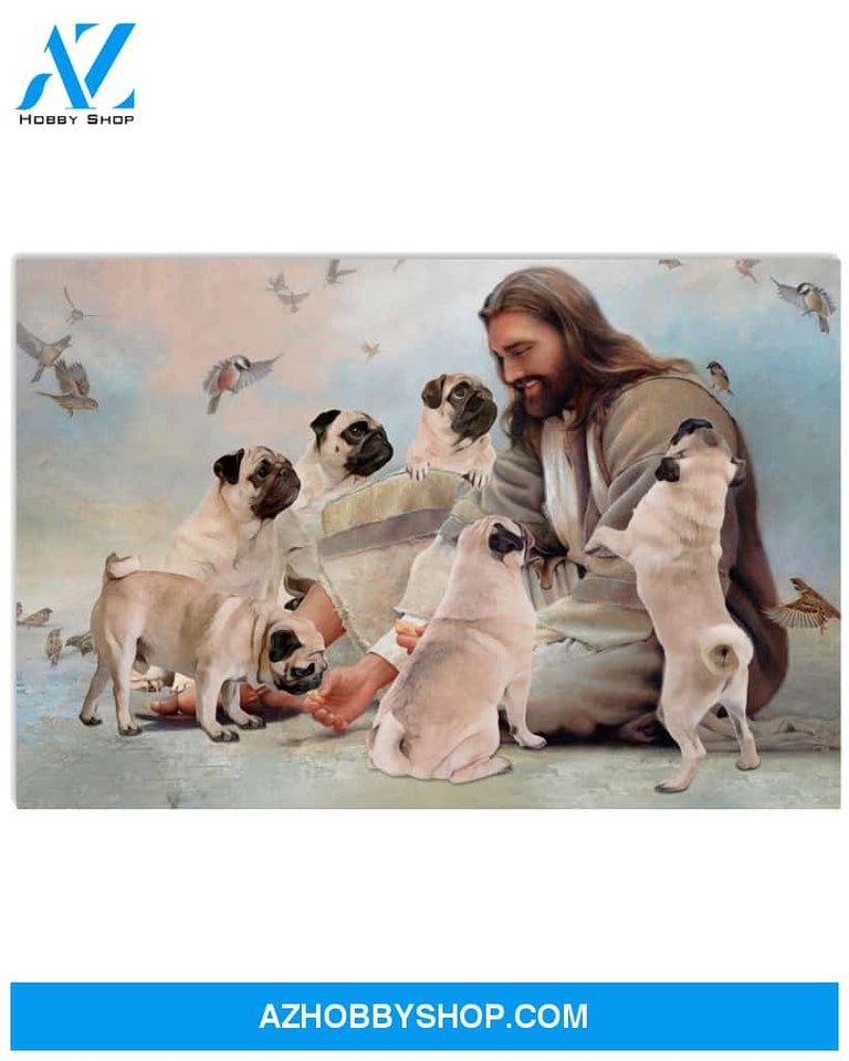 Famille Gift - God surrounded by Pug angels - Poster/Canvas