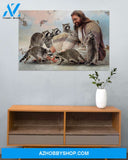 Famille Gift - God surrounded by Raccoon angels - Poster/Canvas
